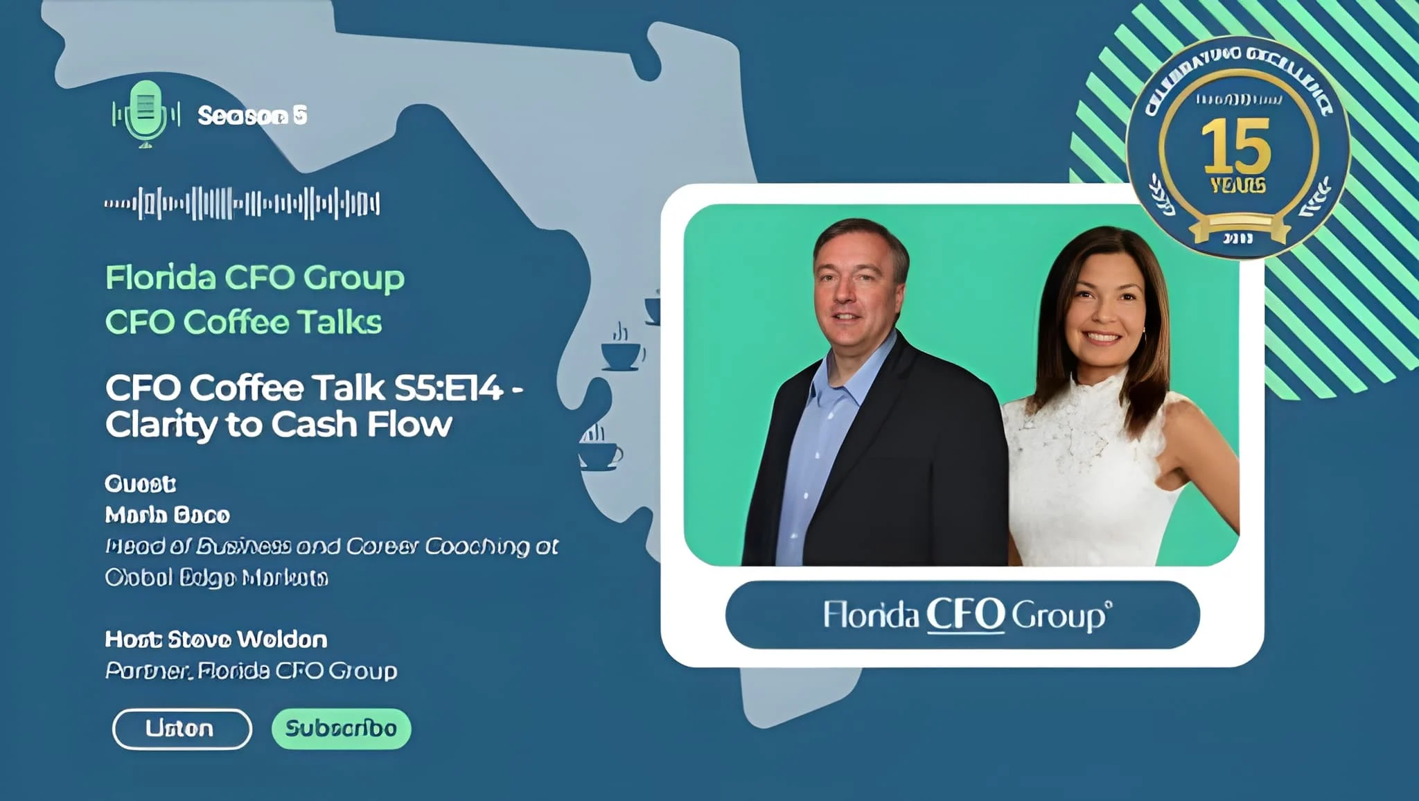 Leadership coach Marla Bace featured on Florida CFO Group CFO Coffee Talk episode “Clarity to Cash Flow”